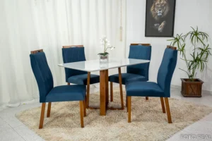 Mesa-Pedro-Mel-Tampo-Off-120×80-4-Cadeiras-Lisboa-Assento-Veludo-Azul-503-Art-Assento