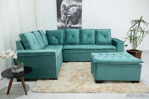 Sofa-Canto-5-lugares-com-Puff-Alemanha-Veludo-Verde-Tiffany-A40